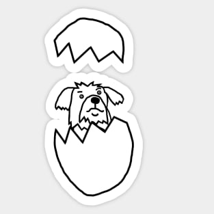 Cute Dog Popping out of Easter Egg Outline Sticker